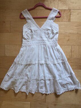 Italian Italy Summer Lace 100% Cotton Sleeveless Dress sz S-M New